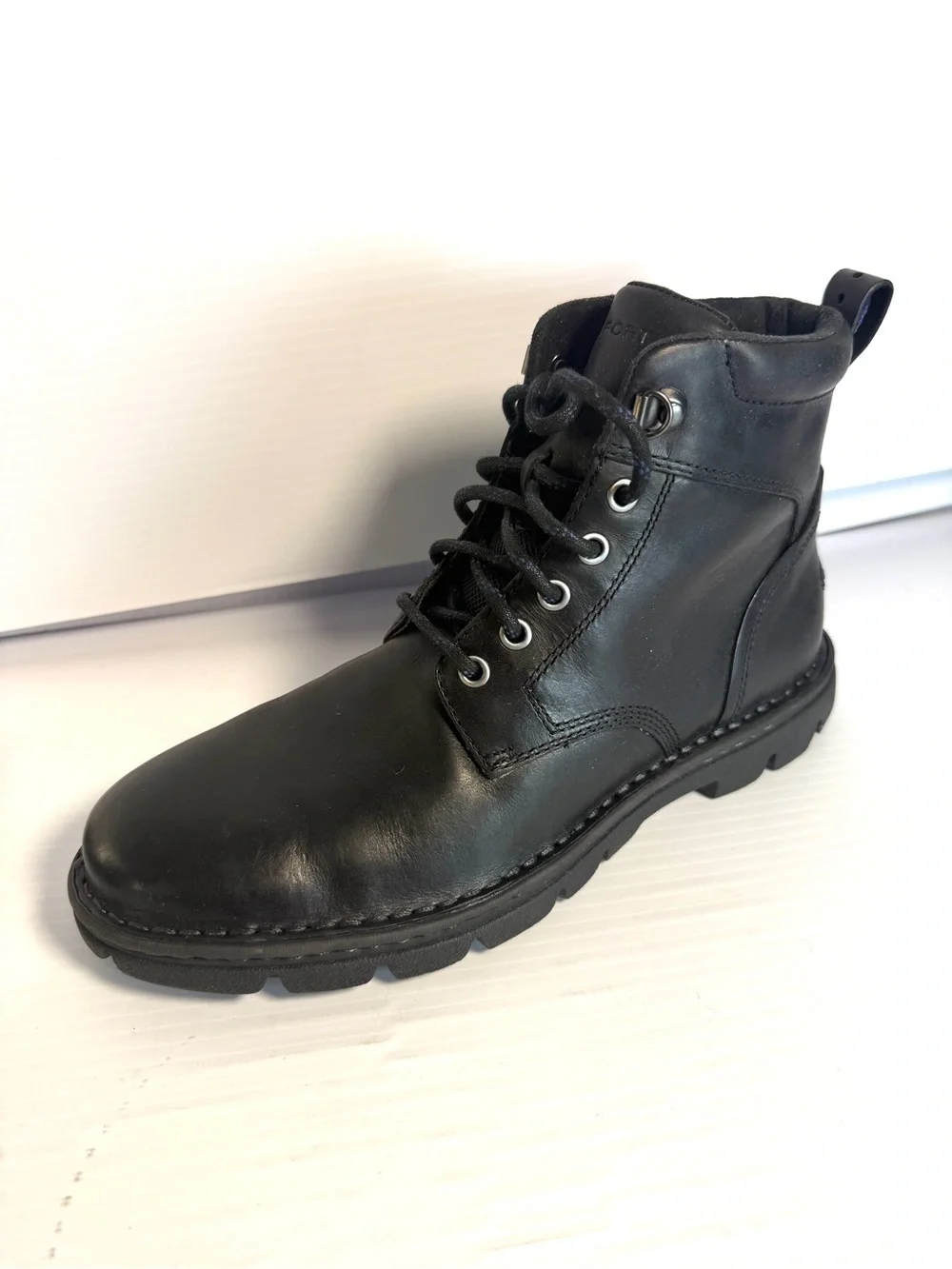 Rockport Unisex Black Leather Lace-Up Ankle Boots